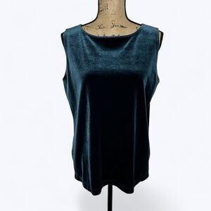Chicos Velvet Sleeveless Top Women’s Size 2 US L Green Event Holiday Party